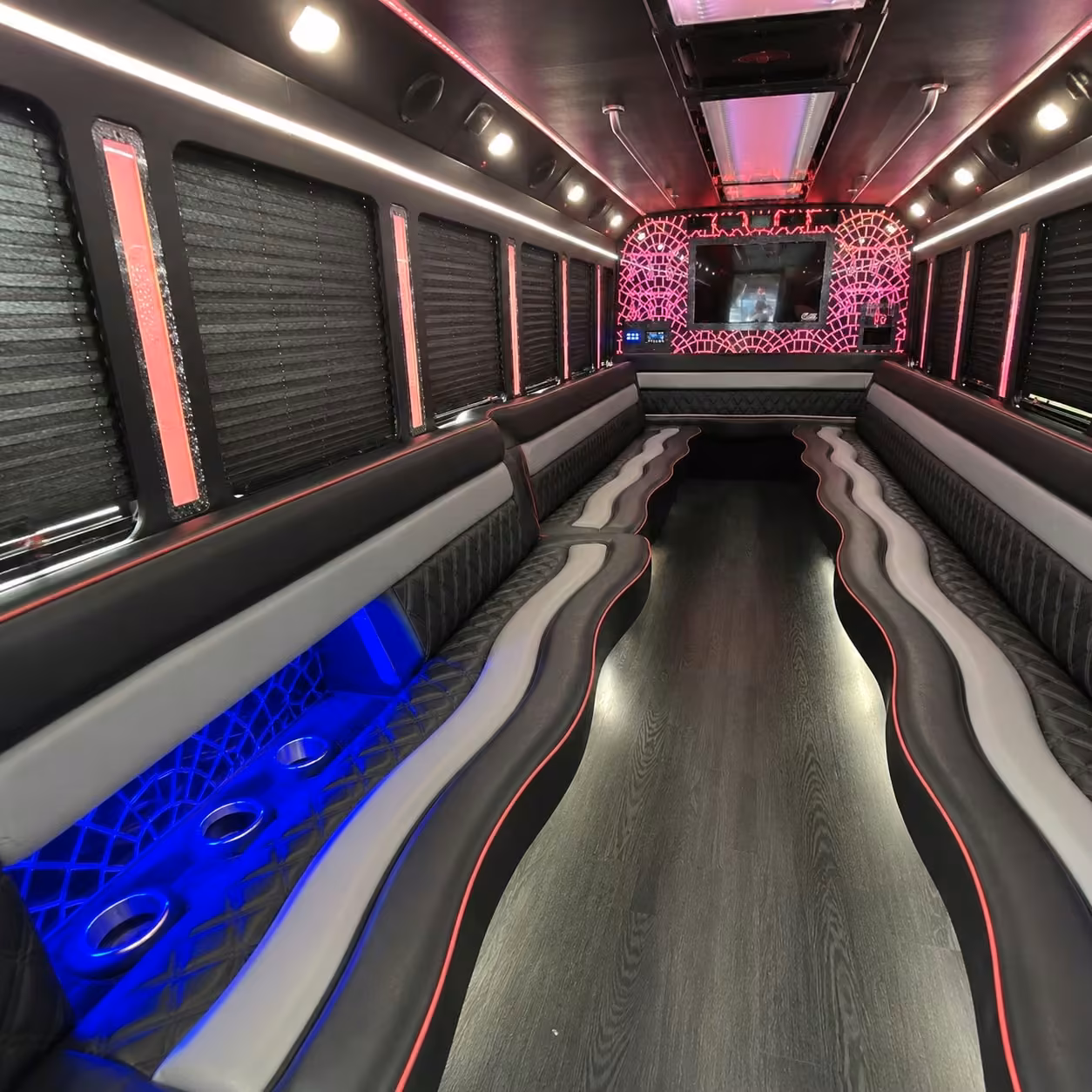 15 passenger party bus inside