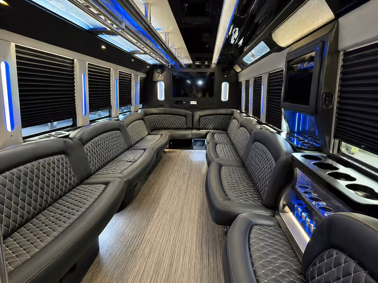 18 passenger party bus inside