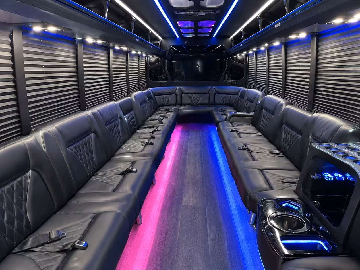 20 passenger party bus inside