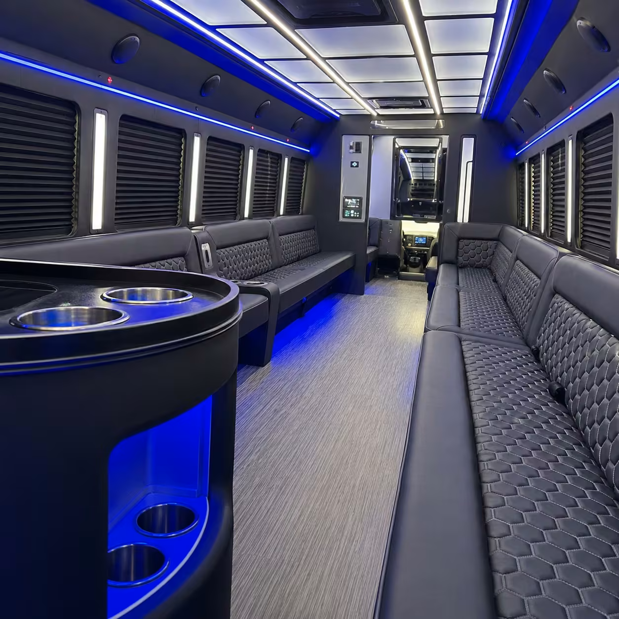 30 passenger party bus inside