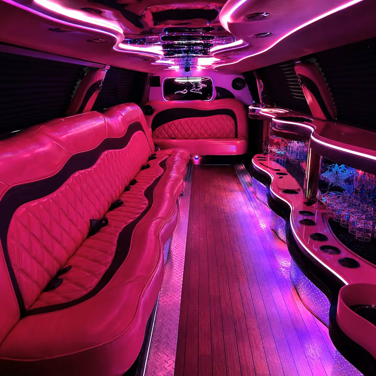 pink limo inside