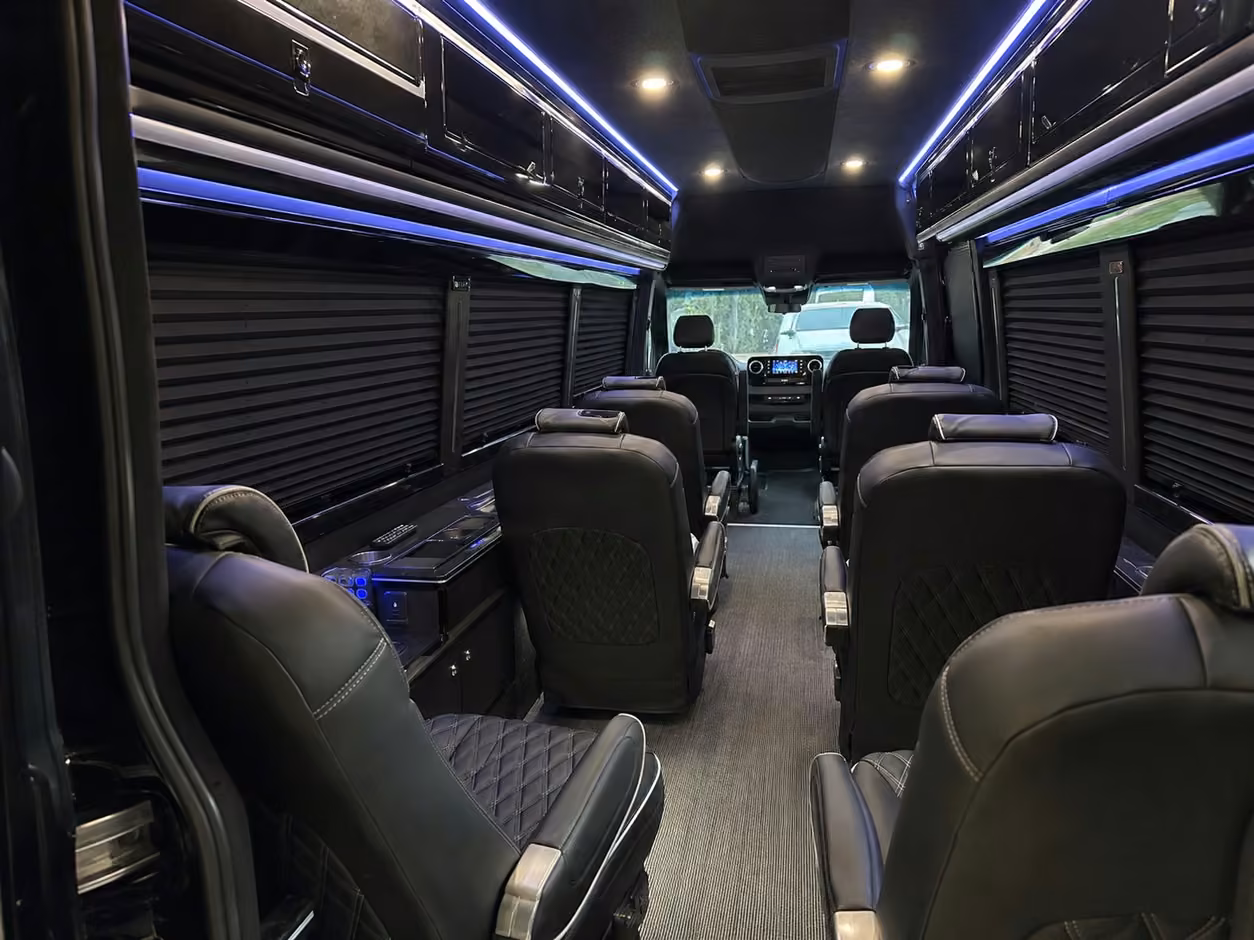 sprinter van rental with driver inside